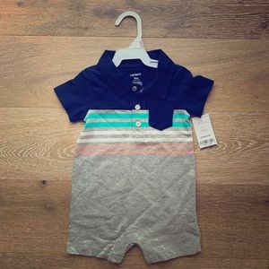 Carters | Boys Collared Stripe Onesie Bodysuit